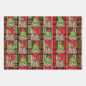 Bruine Cockapoo Kersthond en Plaid Inpakpapier Vel (Voorkant 3)