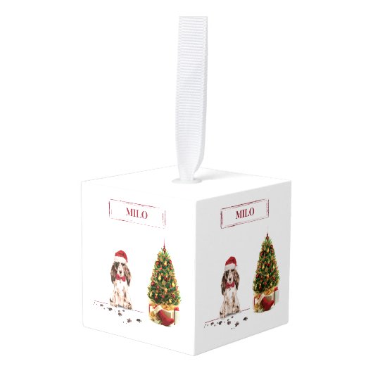 Bruine Cocker Spaniel Funny Kersthond met boom Decoratie (Voorkant hoekig)