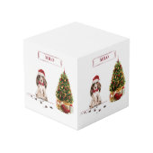 Bruine Cocker Spaniel Funny Kersthond met boom Kubus (Achter hoekig)