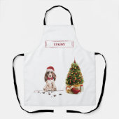 Bruine Cocker Spaniel Funny Kersthond met boom Schort (Voorkant)