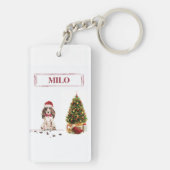 Bruine Cocker Spaniel Funny Kersthond met boom Sleutelhanger (achterkant)
