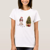 Bruine Cocker Spaniel Funny Kersthond met boom T-shirt (Voorkant)