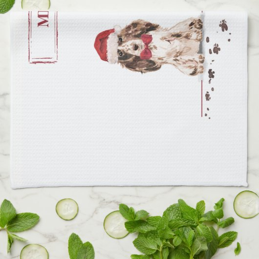 Bruine Cocker Spaniel Funny Kersthond met boom Theedoek (Gevouwen)