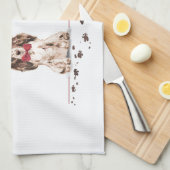 Bruine Cocker Spaniel Funny Kersthond met boom Theedoek (Quarter Fold)