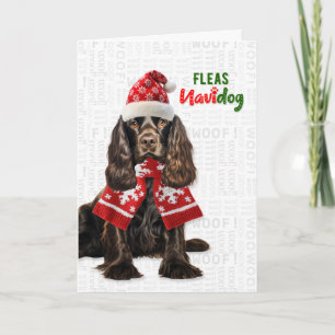 Bruine Cocker Spaniel Grappige Vlooien Navidog Ker Feestdagen Kaart