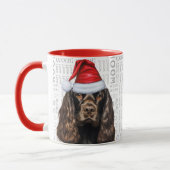 Bruine Cocker Spaniel Hond Kerstman Woof Kerstmis Mok (Links)