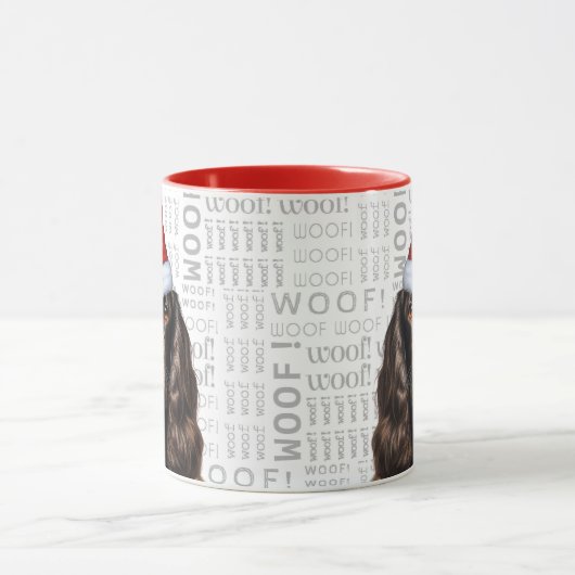 Bruine Cocker Spaniel Hond Kerstman Woof Kerstmis Mok (Midden)