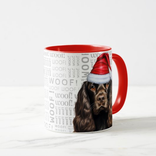 Bruine Cocker Spaniel Hond Kerstman Woof Kerstmis Mok (Voorkant rechts)