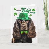 Bruine Cocker Spaniel Hond Lucky St Patrick's Day Feestdagen Kaart (Voorkant)