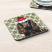 Bruine Cocker Spaniel Hond Vakantie Geplaagd Kerst Bier Onderzetter (Linkerzijde)