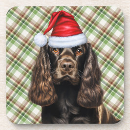 Bruine Cocker Spaniel Hond Vakantie Geplaagd Kerst Bier Onderzetter