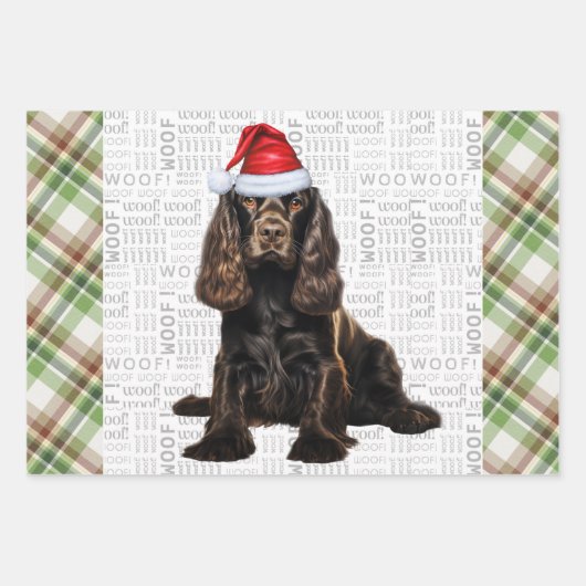 Bruine Cocker Spaniel Hond Vakantie Geplaagd Kerst Inpakpapier Vel (Voorkant)