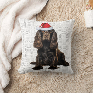 Bruine Cocker Spaniel Hond Waterverf Kerst Kussen