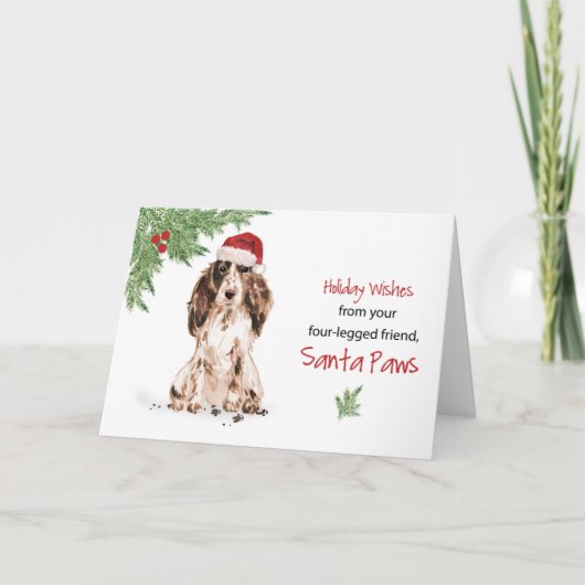 Bruine Cocker Spaniel Kerstmis Van Hond In Grappig Kaart (Voorkant)