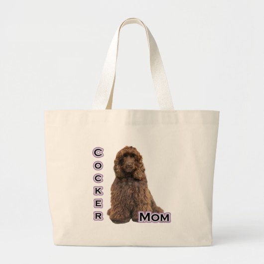 Bruine Cocker Spaniel Moeder; Cocker Spaniel Moede Grote Tote Bag (Voorkant)