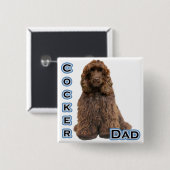 Bruine Cocker Spaniel Pa 4 Vierkante Button 5,1 Cm (Voorkant /achterkant)