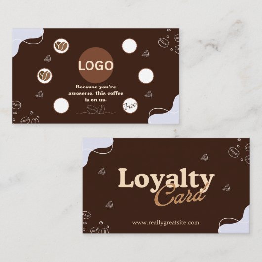 Bruine Coffee Loyalty Card Moderne Cafe Stijl (Voorkant / Achterkant)