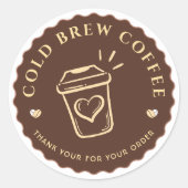 Bruine cold brew koffie Gepersonaliseerde branding Ronde Sticker (Voorkant)