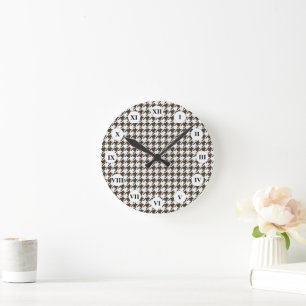 Bruine Combinatie Houndstooth door Shirley Taylor Ronde Klok