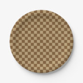 Bruine Combinatie Klassiek Checkerboard Papieren Bordje (Voorkant)