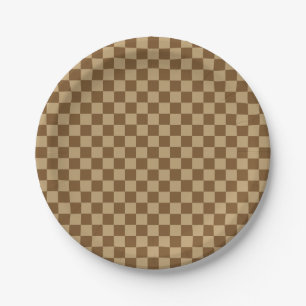 Bruine Combinatie Klassiek Checkerboard Papieren Bordje