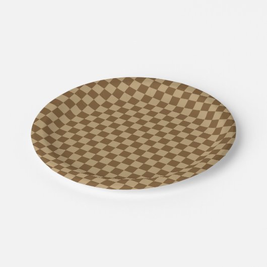Bruine Combinatie Klassiek Checkerboard Papieren Bordje (Gekanteld)