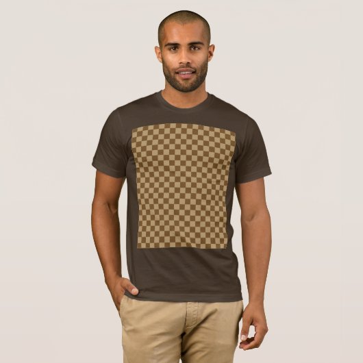 Bruine Combinatie Klassiek Checkerboard T-shirt (Voorkant volledig)