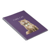 Bruine Coole Kat Bril Notitieboek (Rechterzijde)