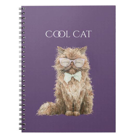 Bruine Coole Kat Bril Notitieboek (Voorkant)