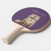 Bruine Coole Kat Bril Tafeltennisbatje (Voorkant Gekanteld)