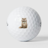 Bruine Coole Kattenbril Golfballen (Voorkant)