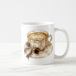 Bruine coquette hete koffie illustratie koffiemok