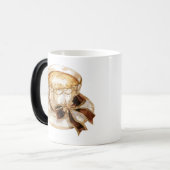 Bruine coquette hete koffie illustratie magische mok (Voorkant links)