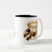 Bruine coquette hete koffie illustratie tweekleurige koffiemok (Voorkant rechts)