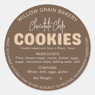Bruine Cottage Cookie Ingredientenlijst Sticker