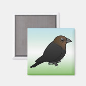 Bruine cowbird magneet (Voorkant / Achterkant)