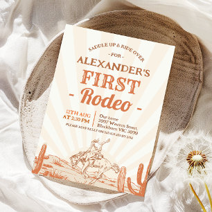  Bruine Cowboy 1e Rodeo Verjaardag Kaart