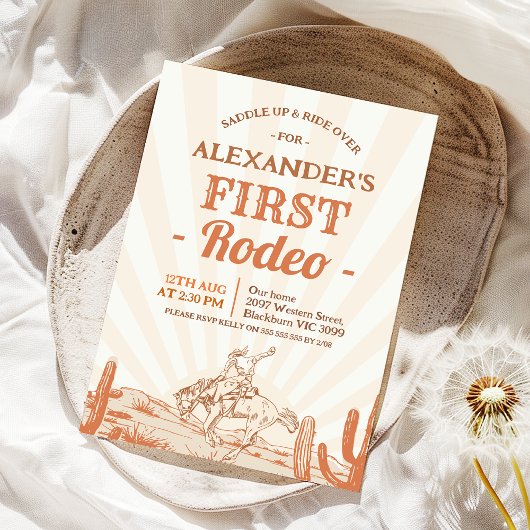 Bruine Cowboy 1e Rodeo Verjaardag Kaart