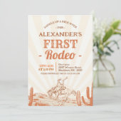 Bruine Cowboy 1e Rodeo Verjaardag Kaart (Staand voorkant)