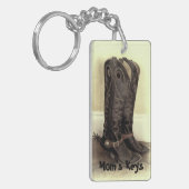Bruine Cowboy Boots met Spurs Sleutelhanger (Voorkant Links)