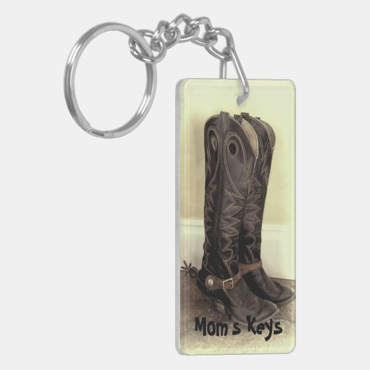 Bruine Cowboy Boots met Spurs Sleutelhanger (Voorkant Links)