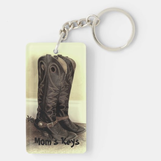 Bruine Cowboy Boots met Spurs Sleutelhanger (achterkant)