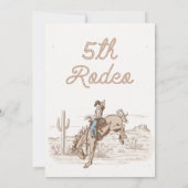 Bruine Cowboy Vijfde Rodeo 5de Verjaardag Kaart (Achterkant)