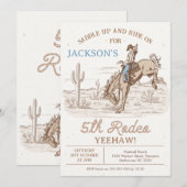 Bruine Cowboy Vijfde Rodeo 5de Verjaardag Kaart (Voorkant / Achterkant)