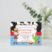 Bruine Cowboy Western Verjaardagsfeestje Briefkaart (Staand voorkant)