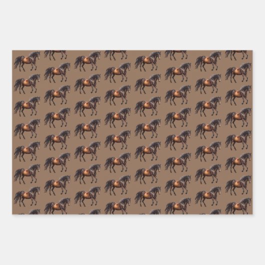 Bruine cowboypaarden inpakpapier vel (Voorkant)