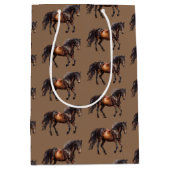 Bruine cowboypaarden medium cadeauzakje (Voorkant)