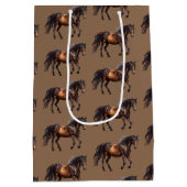 Bruine cowboypaarden medium cadeauzakje (Achterkant)