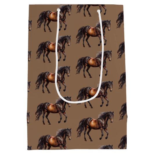 Bruine cowboypaarden medium cadeauzakje (Achterkant)