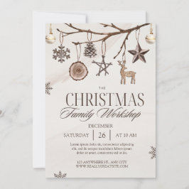 Bruine Cream Vintage Kerstmis Kaart